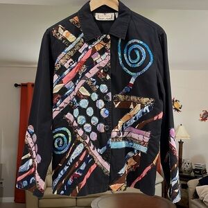 Life Style Colorful Art Geometric Women’s Blazer Jacket Shirt Size M